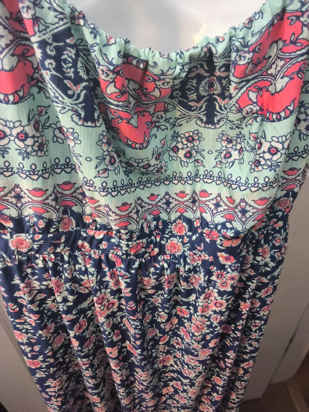 Rickis Navy Floral Maxi Dress with Mint Accent - Picture 10 of 16